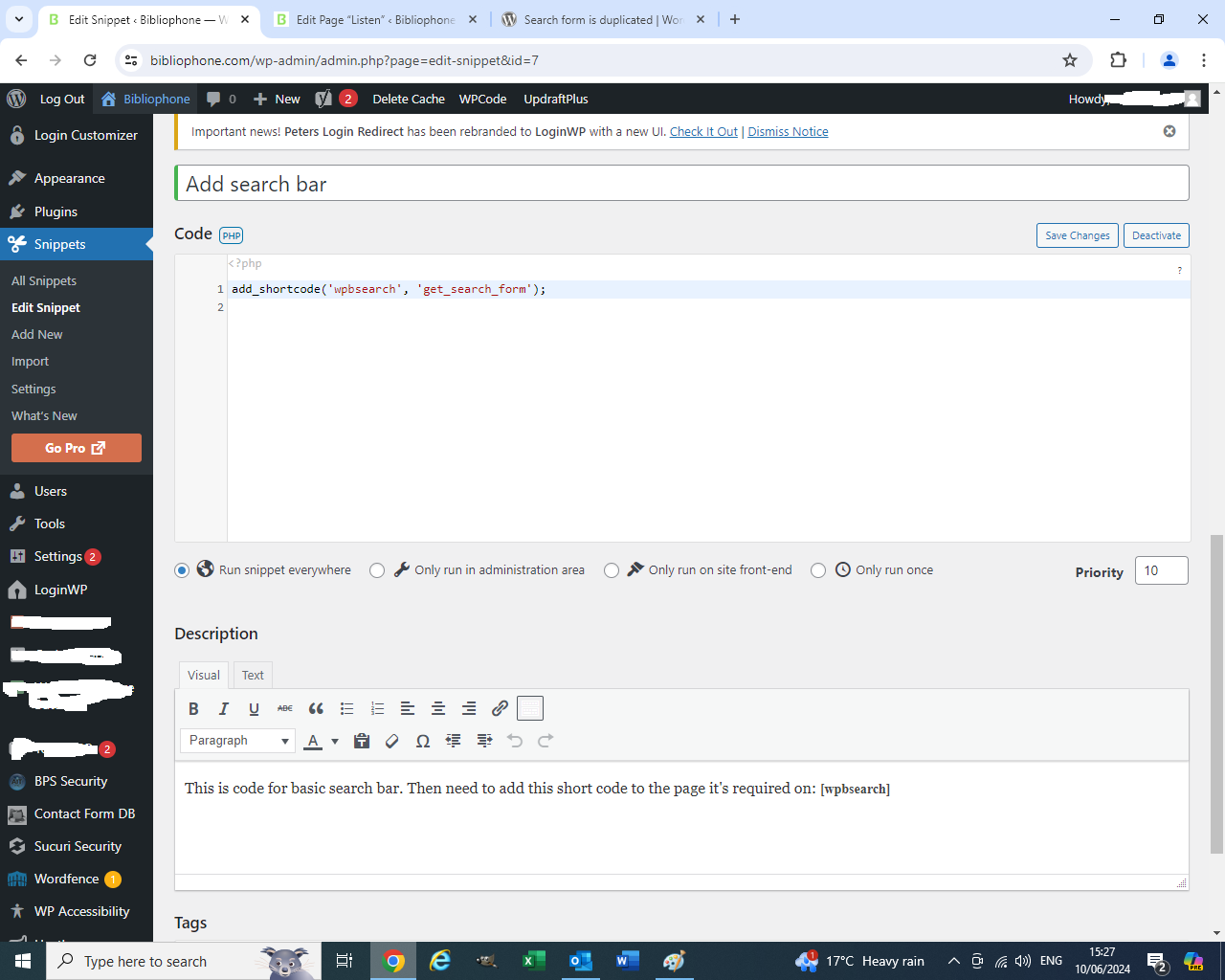 Home page snippet